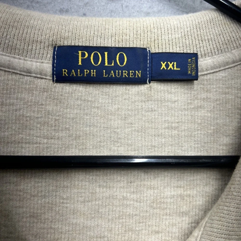 Polo Ralph Lauren Sweater‎ Mens 2XL Beige Quarter Zip Mock Neck Pullover Knit